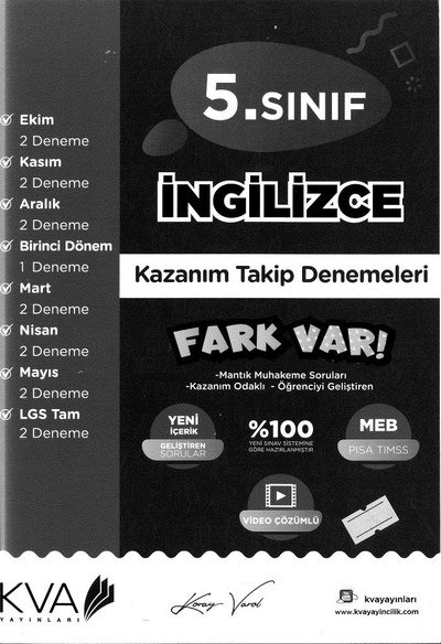 İNGİLİZCE KAZANIM TAKİP DENEMELERİ FARK VAR