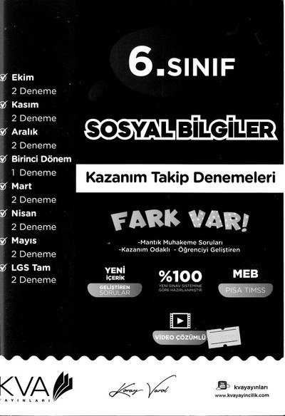 SOSYAL BİLGİLER KAZANIM TAKİP DENEMELERİ FARK VAR Vivo Fotokopi Merkezi