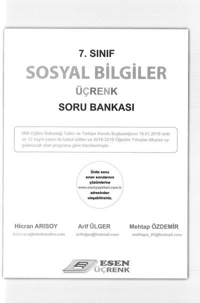 SOSYAL BİLGİLER ÜÇRENK SORU BANKASI Vivo Fotokopi Merkezi