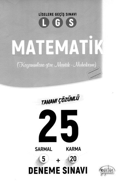 MATEMATİK LGS TAMAMI ÇÖZÜMLÜ 25 DENEME SINAVI Vivo Fotokopi Merkezi