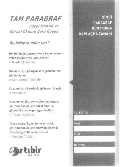 TAM PARAGRAF SÖZEL MANTIK VE GÖRSEL OKUMA SORU İLAVELİ Vivo Fotokopi Merkezi