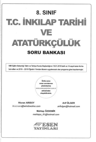 T.C. İNKILAP TARİHİ VE ATATÜRKÇÜLÜK SORU BANKASI Vivo Fotokopi Merkezi