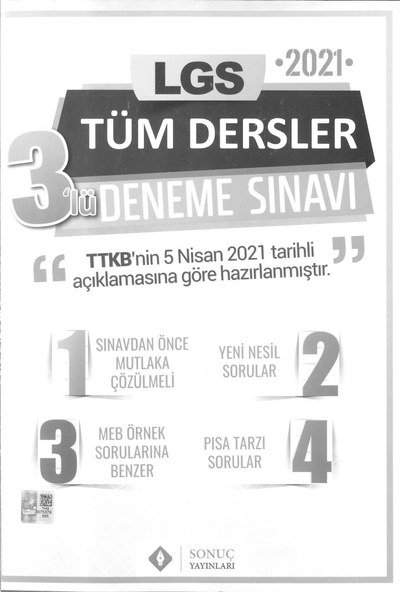 LGS TÜM DERSLER 3'LÜ DENEME SINAVI Vivo Fotokopi Merkezi