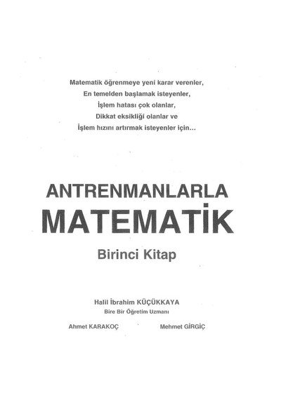 ANTRENMANLARLA MATEMATİK BİRİNCİ KİTAP Vivo Fotokopi Merkezi