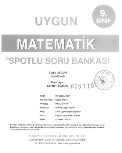 MATEMATİK SPOTLU SORU BANKASI Vivo Fotokopi Merkezi