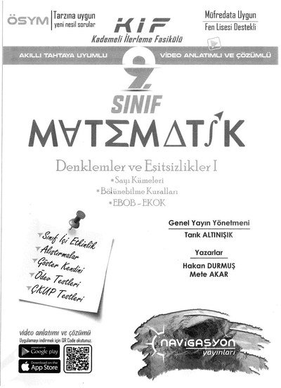 KADEMELİ İLERLEME FASİKÜLÜ MATEMATİK DENKLEMLER VE EŞİTSİZLİKLER 1