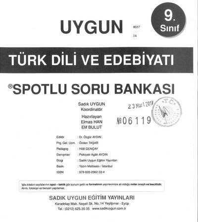 TÜRK DİLİ VE EDEBİYATI SPOTLU SORU BANKASI