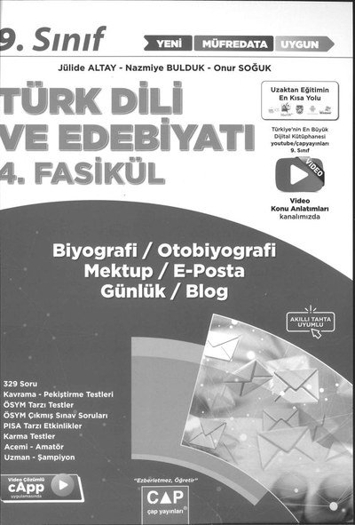 TÜRK DİLİ VE EDEBİYATI 4. FASİKÜL BİYOGRAFİ MEKTUP GÜNLÜK Vivo Fotokopi Merkezi