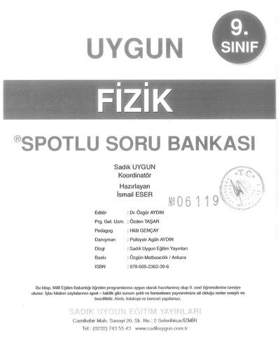 FİZİK SPOTLU SORU BANKASI Vivo Fotokopi Merkezi