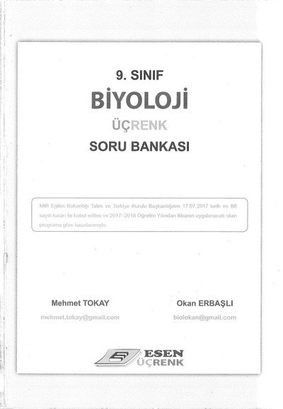 BİYOLOJİ ÜÇRENK SORU BANKASI Vivo Fotokopi Merkezi