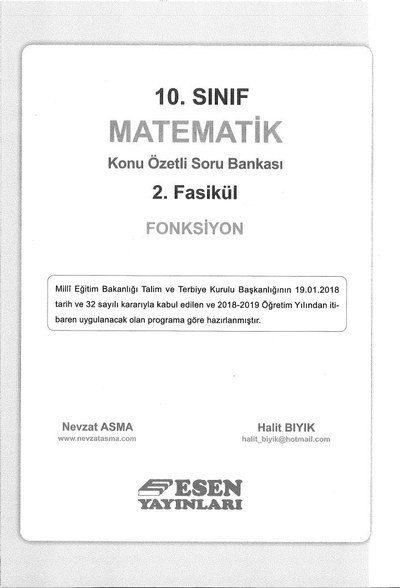 MATEMATİK KONU ÖZETLİ SORU BANKASI 2. FASİKÜL FONKSİYON Vivo Fotokopi Merkezi