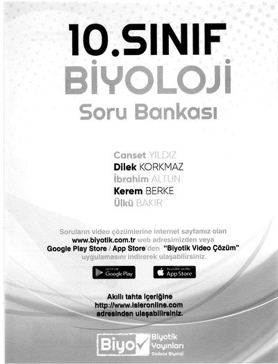 BİYOLOJİ SORU BANKASI