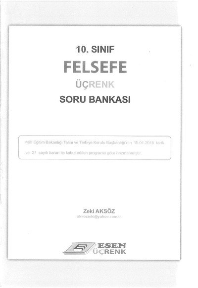 FELSEFE ÜÇRENK SORU BANKASI Vivo Fotokopi Merkezi