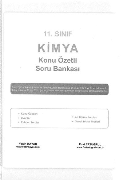 KİMYA KONU ÖZETLİ SORU BANKASI Vivo Fotokopi Merkezi