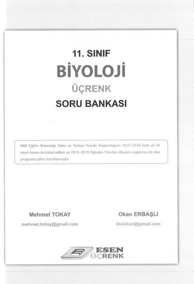 BİYOLOJİ ÜÇRENK SORU BANKASI Vivo Fotokopi Merkezi