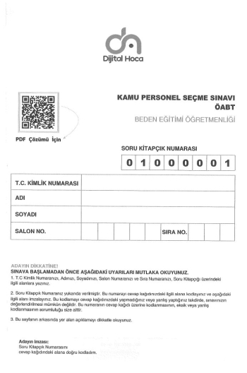 BEDEN EĞİTİMİ ÖĞRETMENLİĞİ 6*75 DENEME SINAVI Vivo Fotokopi Merkezi