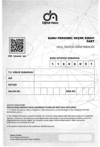 OKUL ÖNCESİ ÖĞRETMENLİĞİ 6*75 DENEME Vivo Fotokopi Merkezi