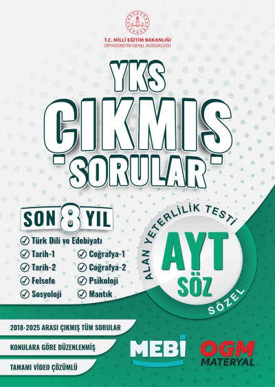 YKS Çıkmış Sorular AYT Sözel Son 8 Yıl (2018-205) MEB OGM Vivo Fotokopi Merkezi
