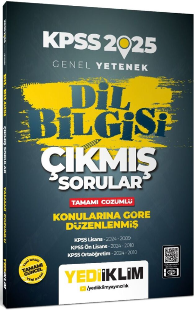 2025 KPSS Genel Yetenek Dil Bilgisi Tamamı Çözümlü Çıkmış Sorular Yediiklim Yayınları