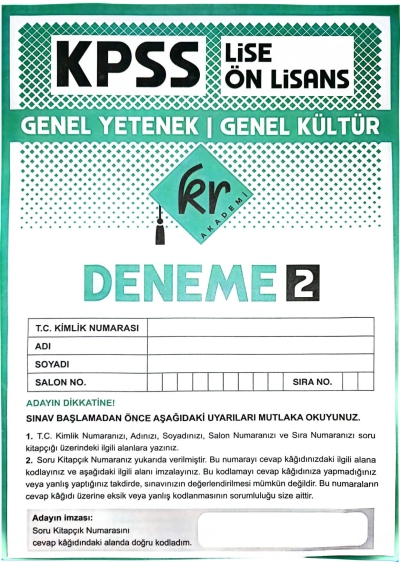 Lise Önlisans TG Deneme 2 60 Deneme KR Akademi Vivo Fotokopi Merkezi