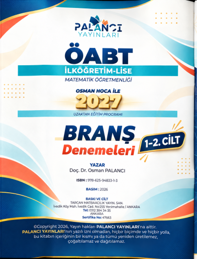 ÖABT İlköğretim Lise Matematik Branş Denemeleri 1-2 Cilt Bir Arada Osman Palancı Vivo Fotokopi Merkezi