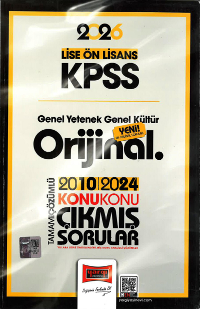 2026 KPSS Lise Ortaöğretim Ön Lisans Orijinal Çıkmış Sorular 2010-2024 Konu Konu Çözümlü Yargı Yayınları Vivo Fotokopi Merkezi