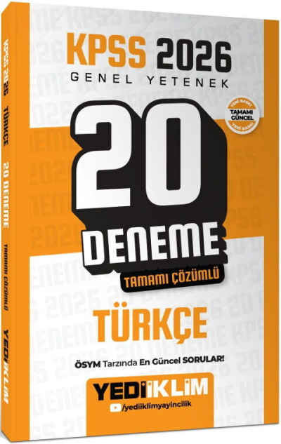 2026 KPSS Genel Yetenek Türkçe Tamamı Çözümlü 20 Deneme Yediiklim Yayınları