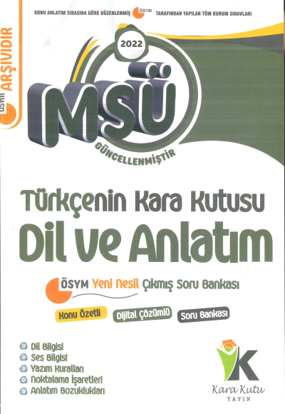 MSÜ TÜRKÇENİN KARA KUTUSU DİL VE ANLATIM SORU BANKASI