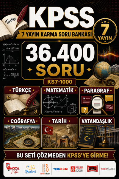 KPSS Tüm Dersler (Türkçe-Paragraf-Matematik-Coğrafya-Tarih-Vatandaşlık) 7 Yayın Karma Soru Bankası Tam 36400 Soru Vivo Fotokopi Merkezi
