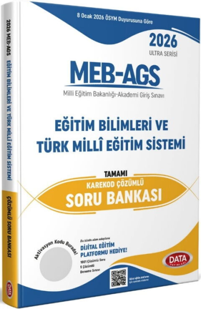 2026 MEB AGS Ultra Serisi Eğitimin Temelleri Türk Milli Eğitim Sistemi Tamamı Çözümlü Soru Bankası Data Yayınları Vivo Fotokopi Merkezi
