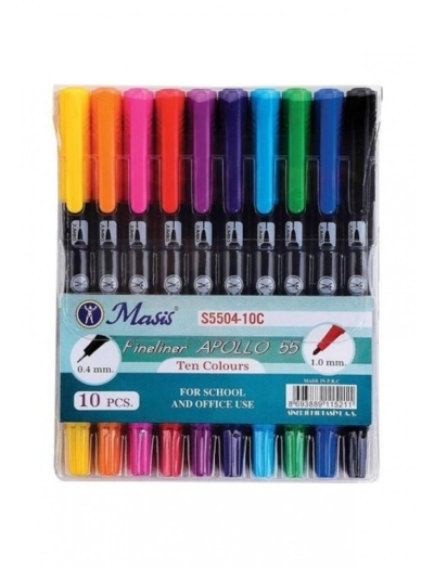 Masis Fineliner Apollo 55 İki Uçlu Kalem 10Lu Vivo Fotokopi Merkezi