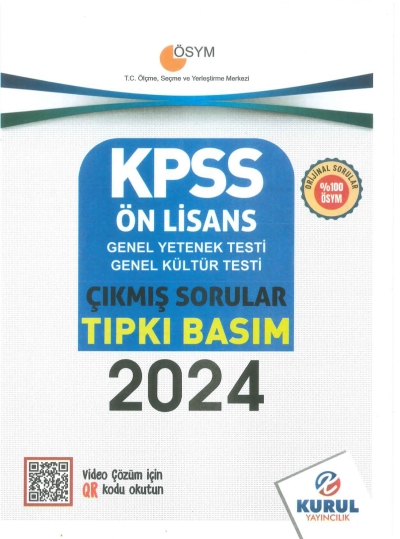 Ön Lisans KPSS Son 5 Sınav GY-GK Çıkmış Sorular Tıpkı Basım Kurul Yayınları (2016-2024) Vivo Fotokopi Merkezi