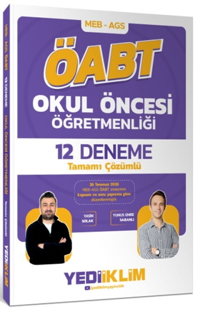 MEB AGS ÖABT Okul Öncesi Öğretmenliği Tamamı Çözümlü 12 Deneme Yediiklim Yayınları Vivo Fotokopi Merkezi