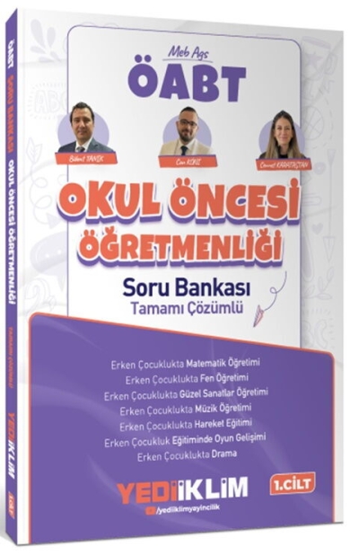 ÖABT MEB-AGS Okul Öncesi Öğretmenliği Soru Bankası Çözümlü 1. Cilt - Bülent Tanık, Can Köni Yediiklim Yayınları Vivo Fotokopi Merkezi