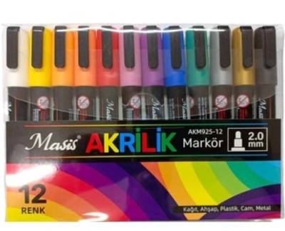 Masis 12 AKRİLİK MARKÖRÜ AKM925-12 Vivo Fotokopi Merkezi