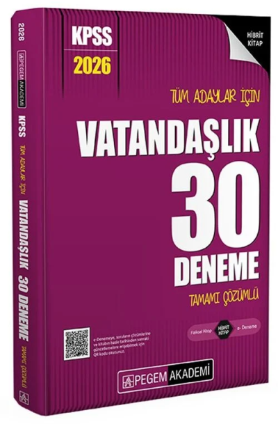 2026 KPSS Tüm Adaylar İçin Vatandaşlık 30 Deneme Tamamı Çözümlü Pegem Yayınları Vivo Fotokopi Merkezi