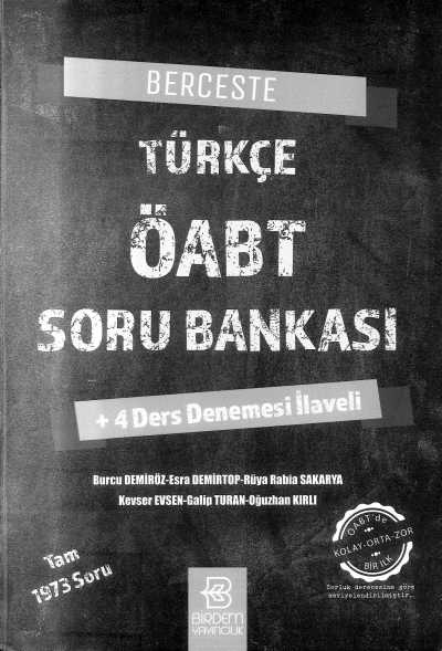 BERCESTE TÜRK ÖABT SORU BANKASI 1973 SORU Vivo Fotokopi Merkezi