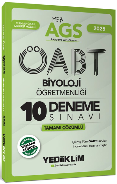 2025 MEB AGS ÖABT Biyoloji Öğretmenliği Tamamı Çözümlü 10 Deneme Sınavı Yediiklim Yayınları Vivo Fotokopi Merkezi