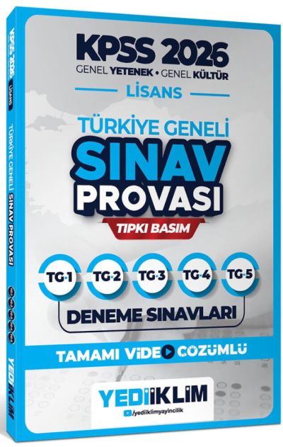 2026 KPSS Lisans GY-GK Türkiye Geneli Sınav Provası Tıpkı Basım Deneme Sınavları Tamamı Video Çözümlü Yediiklim Yayınları (TG1-2-3-4-5) Vivo Fotokopi Merkezi