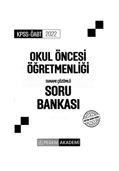 OKUL ÖNCESİ ÖĞRETMENLİĞİ TAMAMI ÇÖZÜMLÜ SORU BANKASI Vivo Fotokopi Merkezi