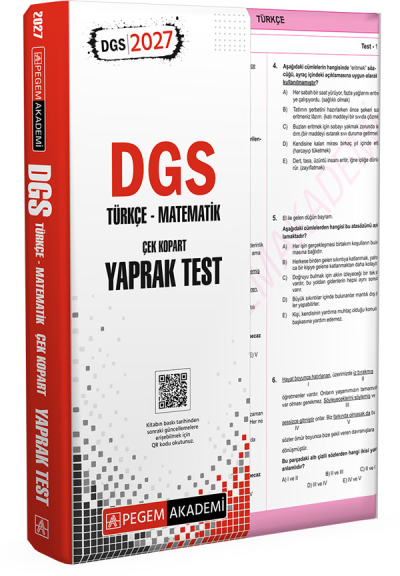 2027 DGS Türkçe Matematik Yaprak Test Pegem Akademi Vivo Fotokopi Merkezi