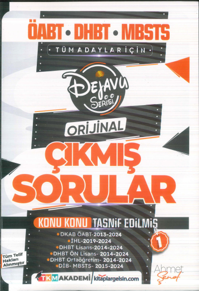 2025 ÖABT DHBT MBSTS Din Kültürü ve Ahlak Bilgisi Dejavu Orijinal Çıkmış Sorular Seti 1. Kitap TKM Akademi Vivo Fotokopi Merkezi