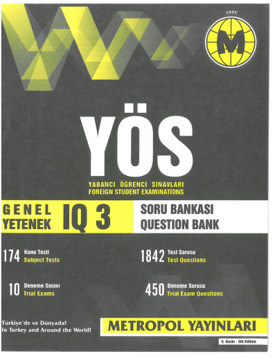 YÖS Genel Yetenek (IQ) Tüm Konular Soru Bankası Metropol Yayınları Vivo Fotokopi Merkezi