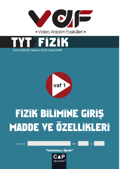 TYT Fizik Video Anlatım Fasikülleri Vaf Yayınları