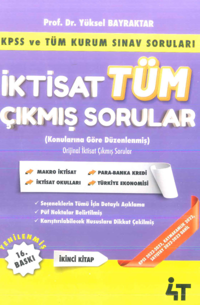 İktisat Tüm Çıkmış Sorular 2. Kitap 4T Yayınevi Yüksel Bayraktar Vivo Fotokopi Merkezi