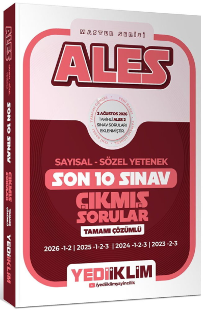 ALES Sayısal Sözel Yetenek Tamamı Çözümlü Son 10 Sınav Çıkmış Sorular Yediiklim Yayınları Vivo Fotokopi Merkezi