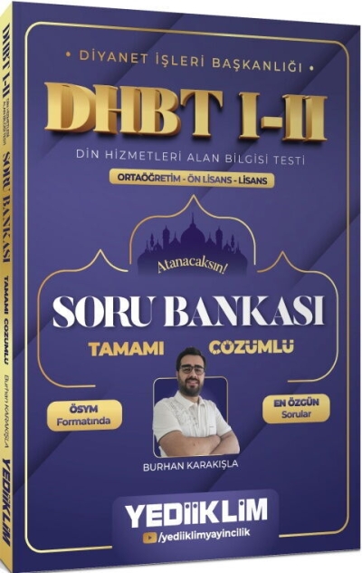 Diyanet İşleri Başkanlığı DHBT I-II Ortaöğretim Ön Lisans Lisans Tamamı Çözümlü Soru Bankası Yediiklim Yayınları
