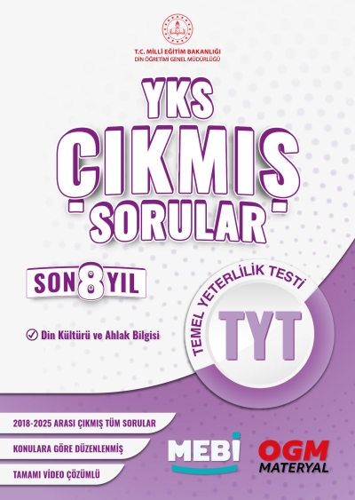 YKS Çıkmış Sorular TYT Din Kültürü ve Ahlak Bilgisi Son 8 Yıl (2018-205) MEB OGM Vivo Fotokopi Merkezi