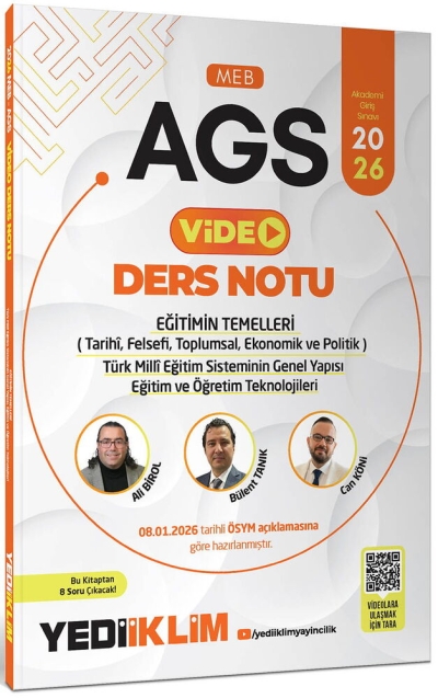 2026 MEB AGS Eğitimin Temelleri ve Temel Kavramlar Türk Milli Eğitim Sisteminin Genel Yapısı Eğitim ve Öğretim Teknolojileri Yediiklim Yayınları