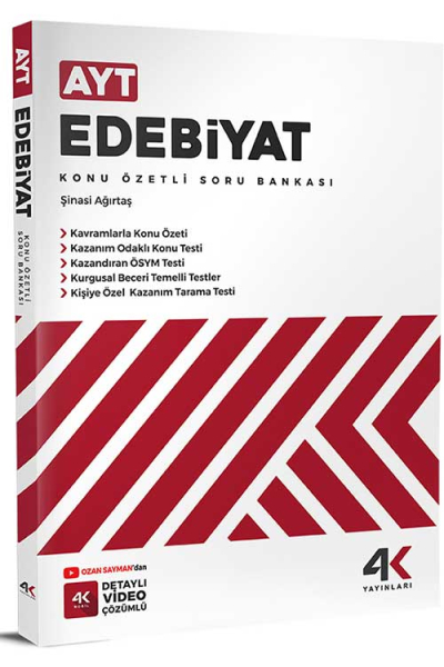 AYT Edebiyat Konu Özetli Soru Bankası 4K Yayınlar